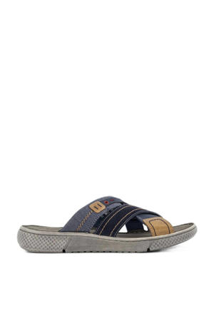   suède slippers donkerblauw