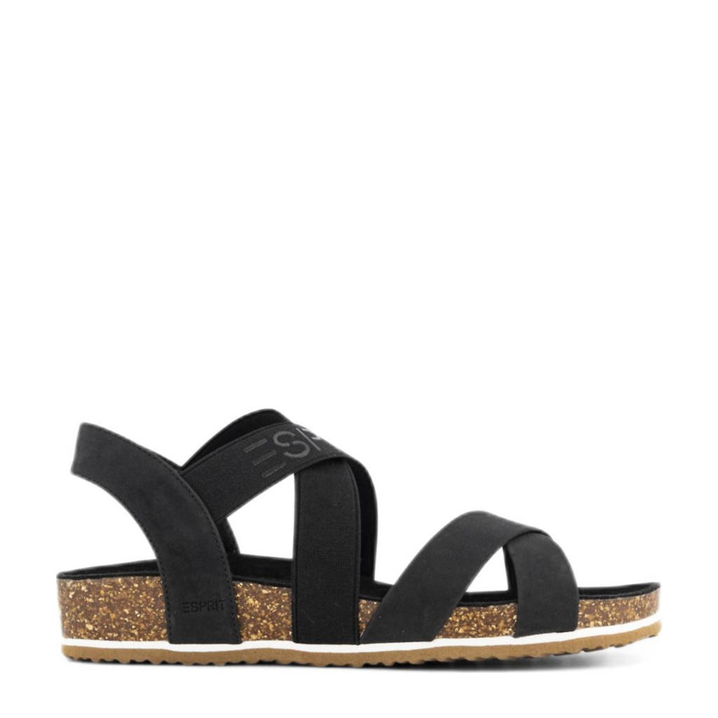 Zwarte dames ESPRIT sandalen van elastaan met logo