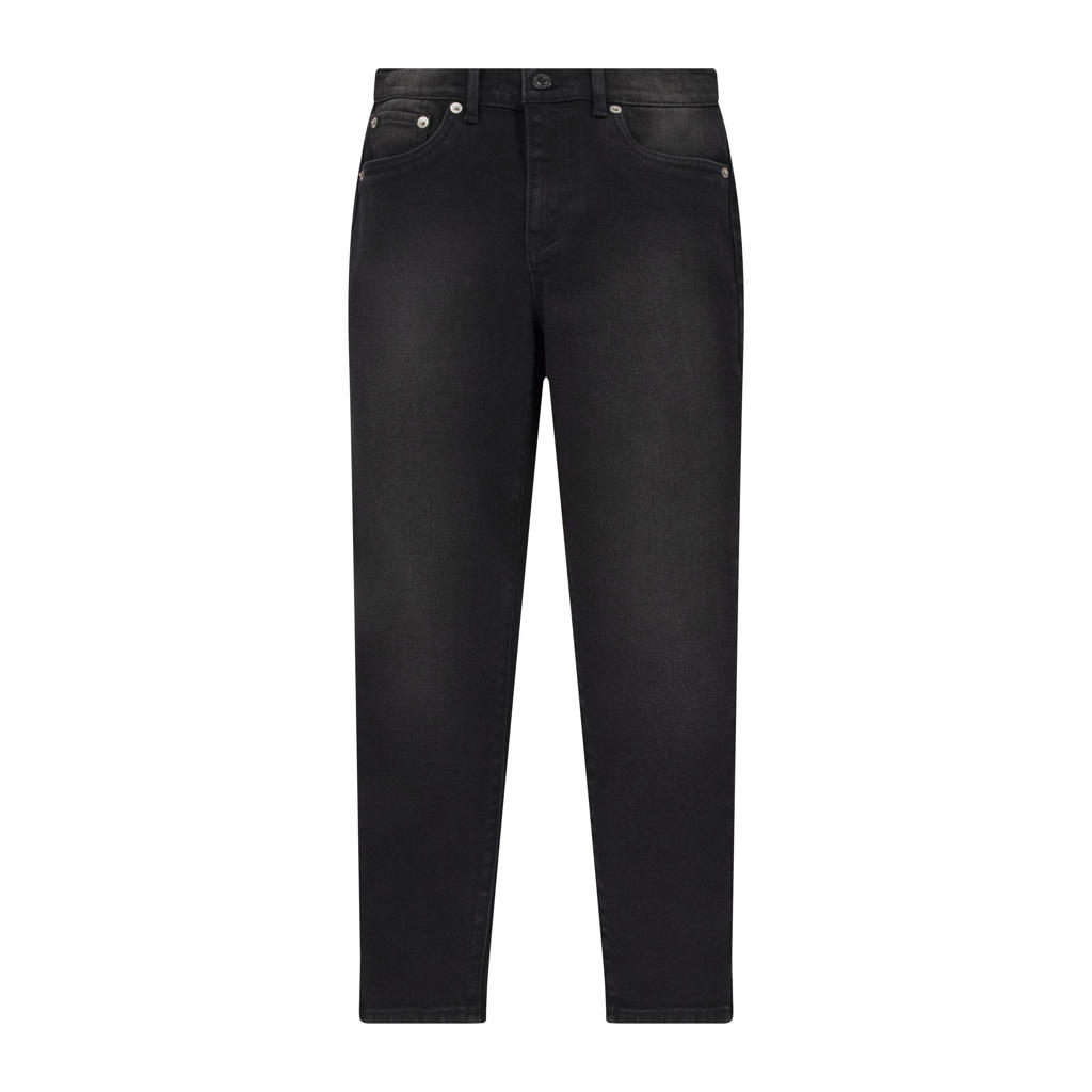 Zwarte meisjes Levi's Kids high waist mom jeans van stretchdenim met rits- en knoopsluiting en effen