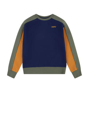 sweater donkerblauw/army/oker
