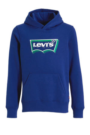 hoodie Batwing met logo hardblauw