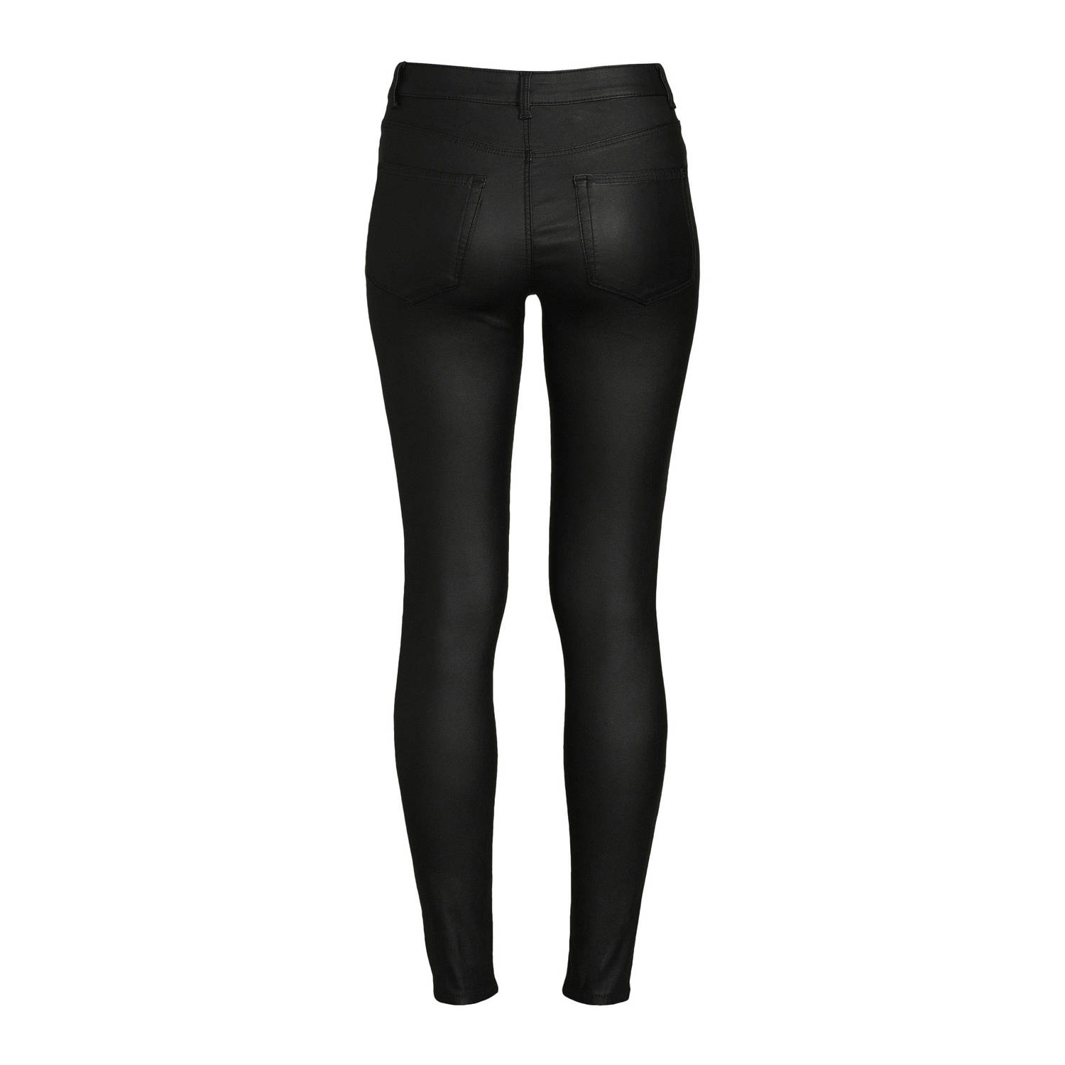 ONLY coated high waist skinny broek ONLALIDA zwart