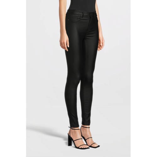 ONLY coated high waist skinny broek ONLALIDA zwart afbeelding
