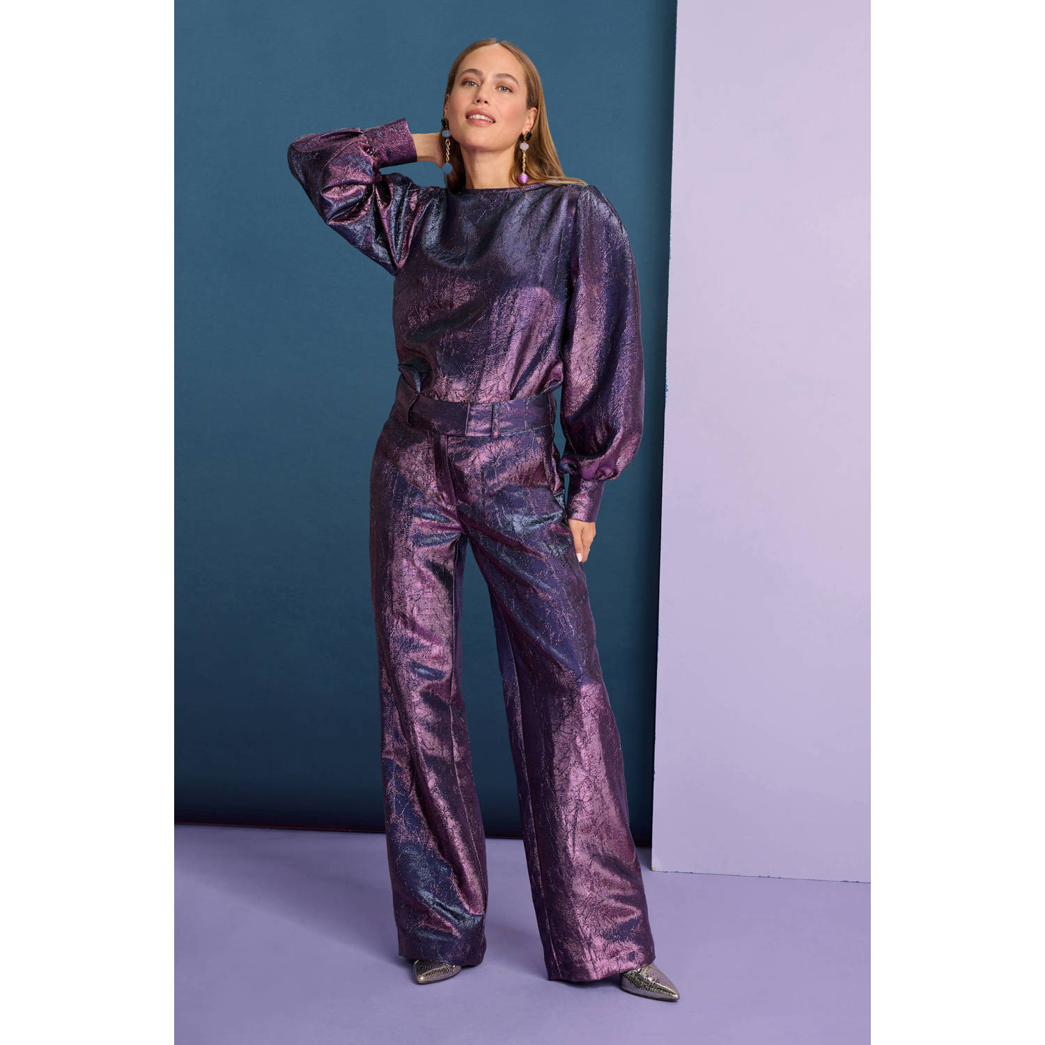 POM Amsterdam top met jacquard paars