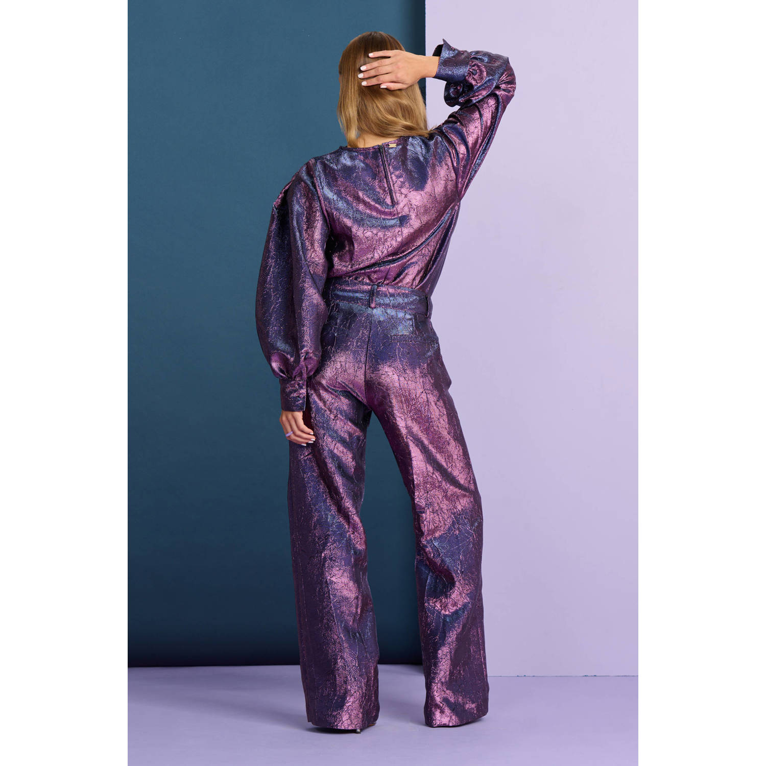 POM Amsterdam top met jacquard paars