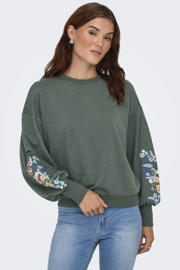 thumbnail: ONLY gebloemde sweater donkergroen