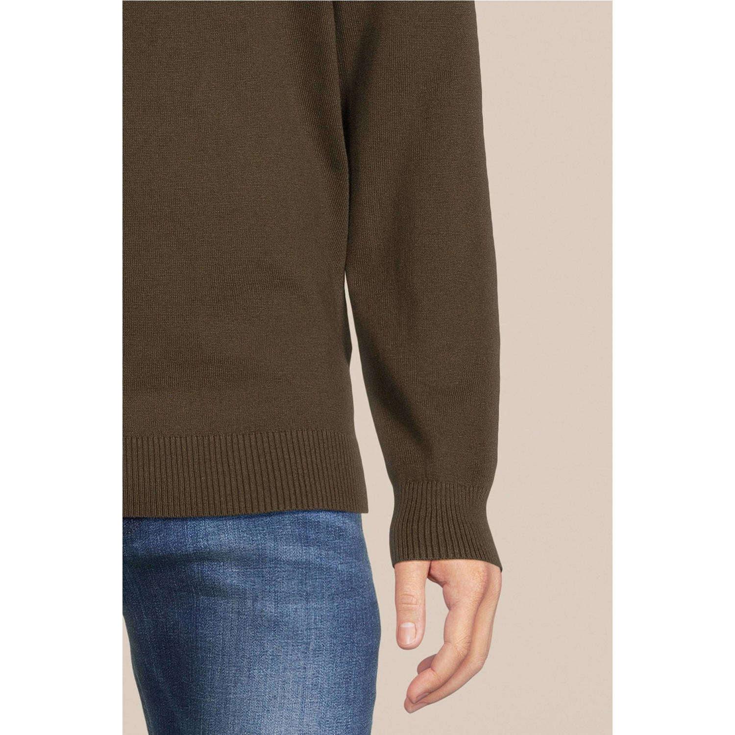 Lyle & Scott fijngebreide trui met logo olive