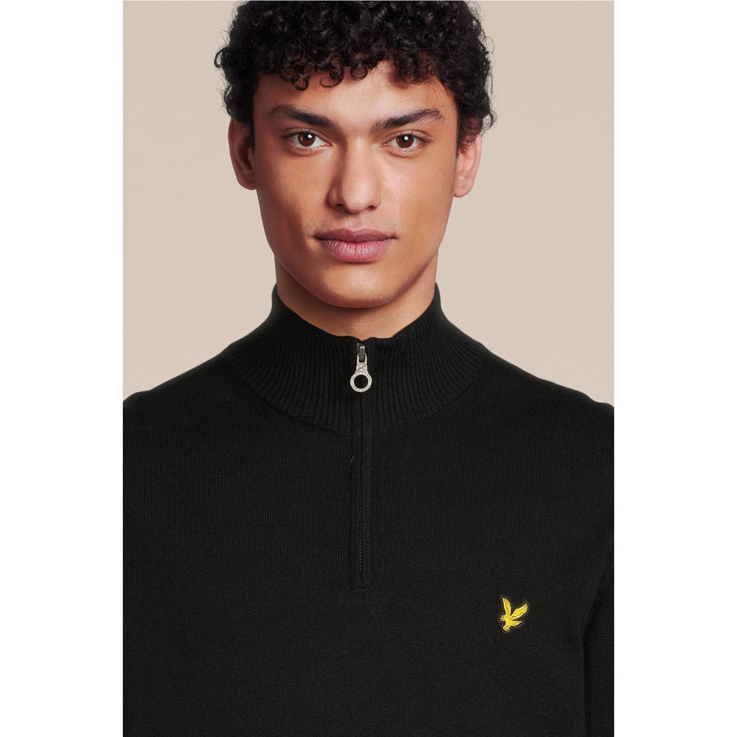 Lyle & Scott fijngebreide trui met logo jet black