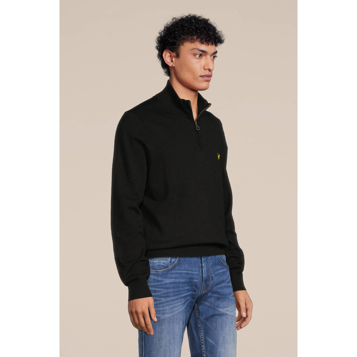 LYLE & SCOTT Heren Truien & Vesten Cotton Merino Quarter Zip Jumper Zwart