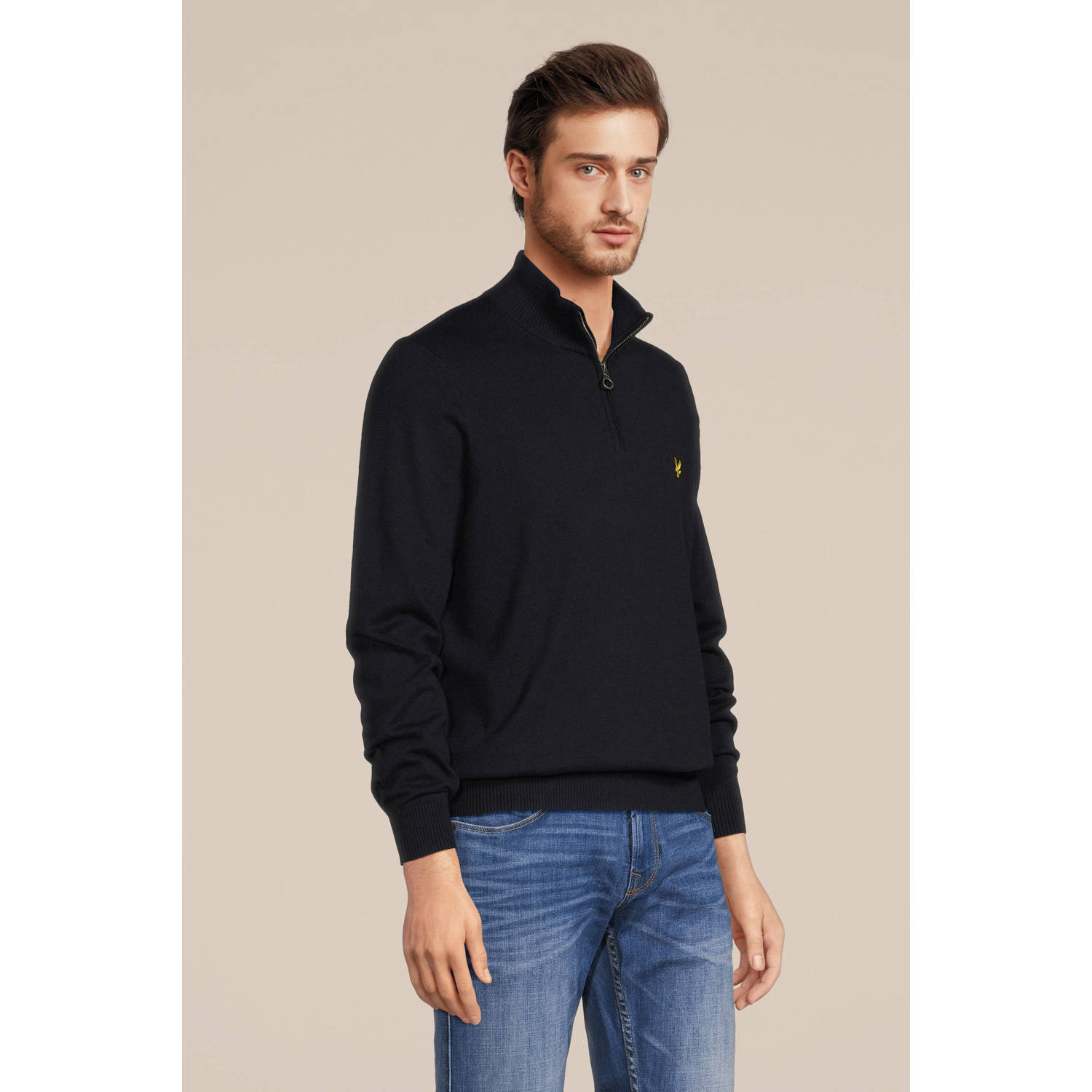 LYLE & SCOTT Heren Truien & Vesten Cotton Merino Quarter Zip Jumper Donkerblauw