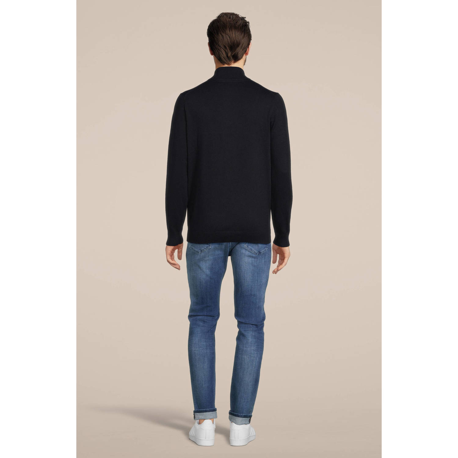 Lyle & Scott fijngebreide trui met logo dark navy