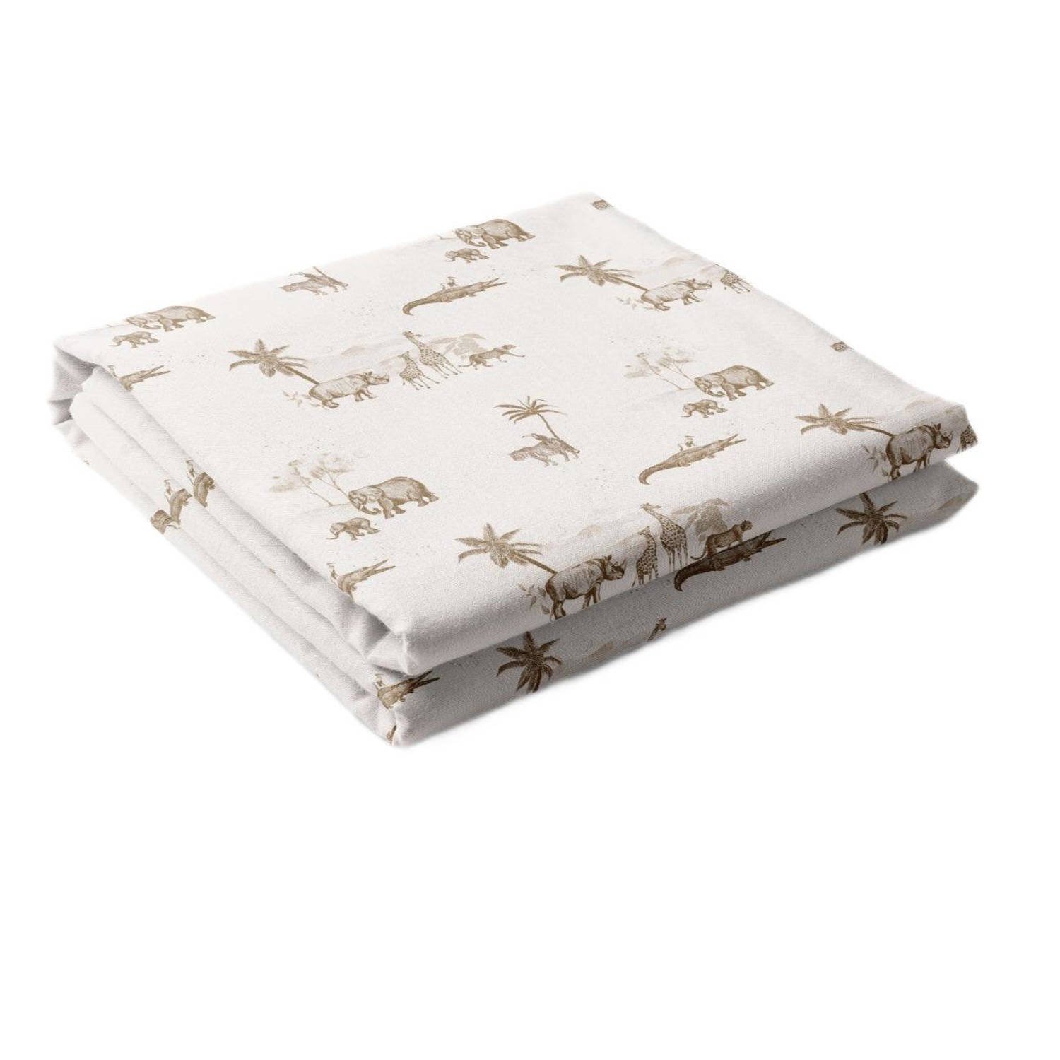 Yumi Baby inbakerdoek 100x100 cm Vintage Jungle Taupe