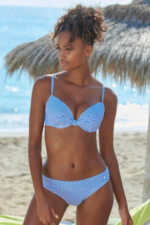 voorgevormde beugel bikinitop blauw/wit