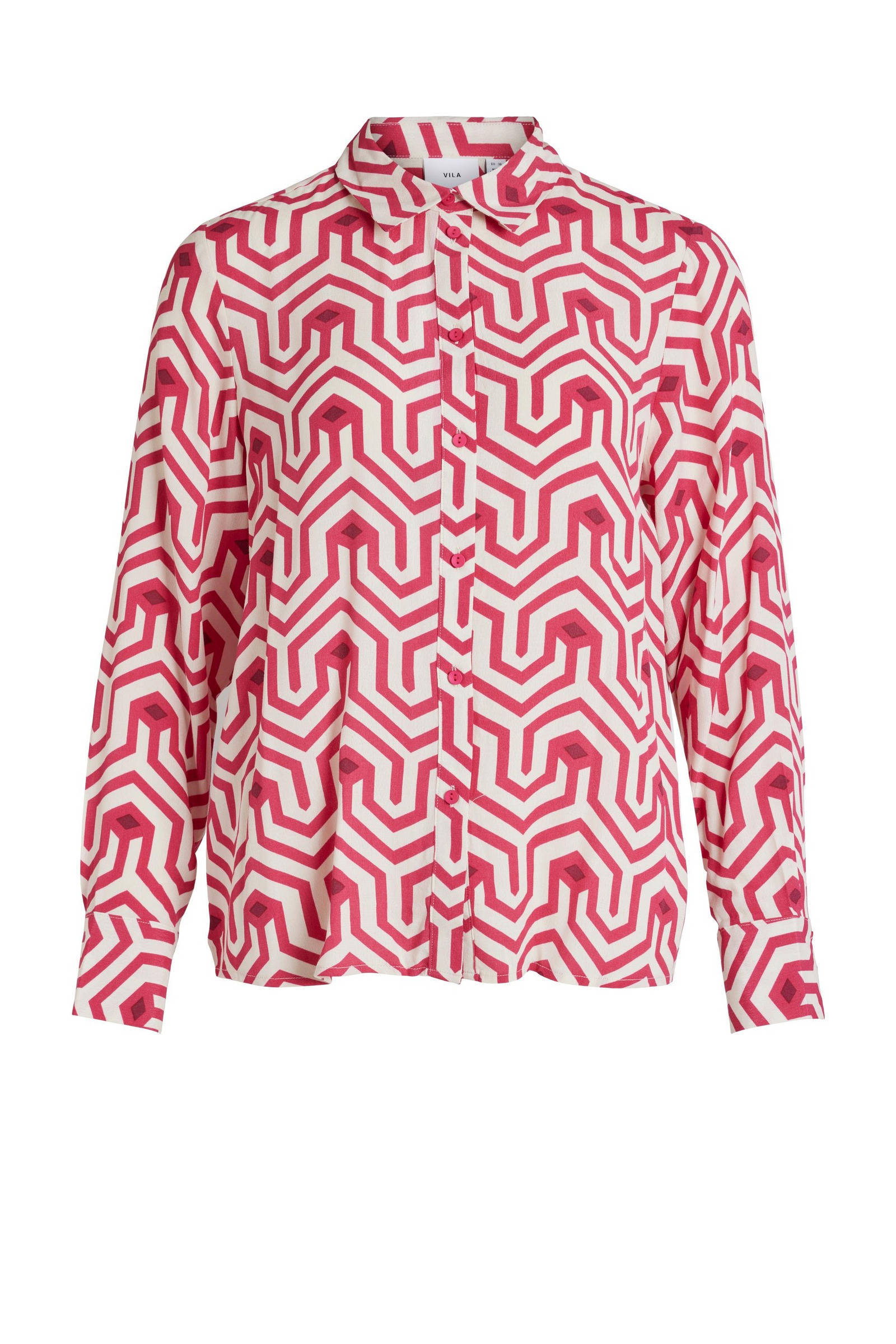 VILA blouse VIDACA met grafische print roze/ecru | wehkamp