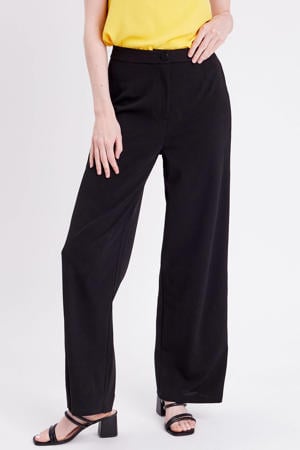high waist wide leg pantalon zwart