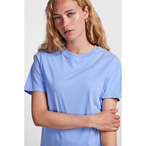 PIECES T-shirt PCRIA van biologisch katoen lichtblauw