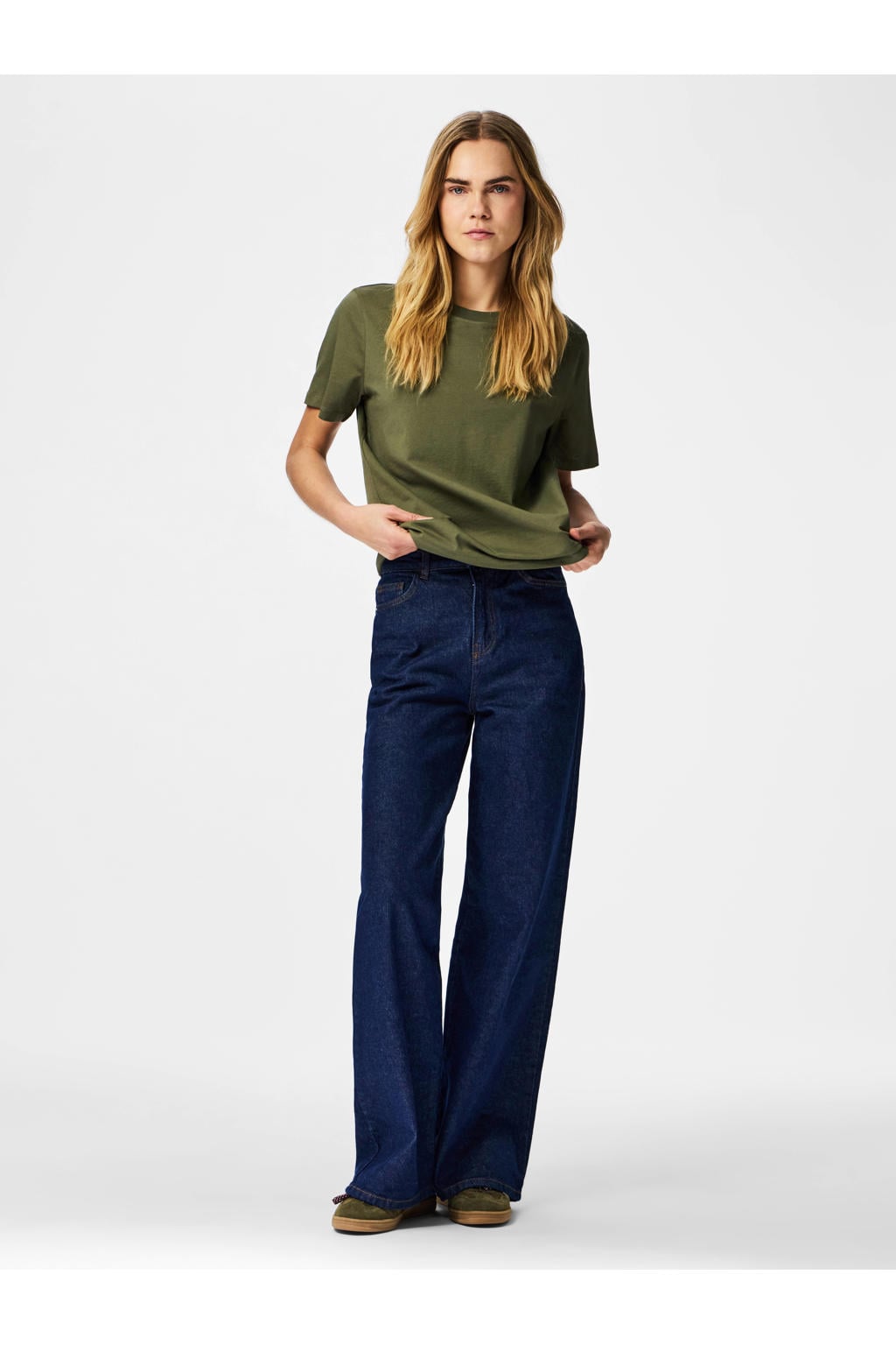 PIECES T-shirt PCRIA van katoen groen