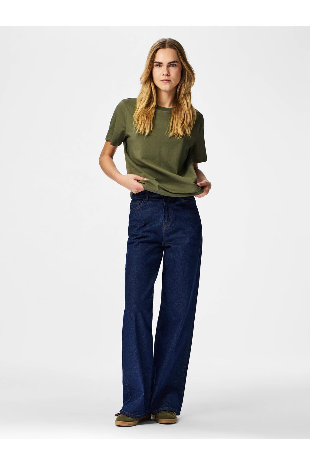 PIECES T-shirt PCRIA van katoen groen