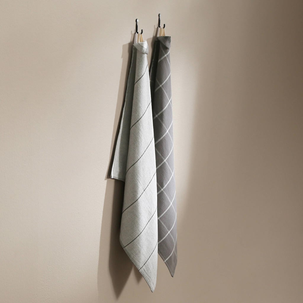 NOUS Living thee/keukendoek donkergrijs (2-in-1) (set van 2)