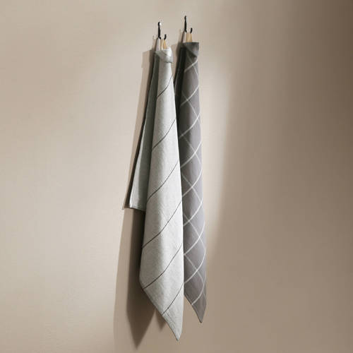 NOUS Living thee/keukendoek donkergrijs (2-in-1) (set van 2) afbeelding