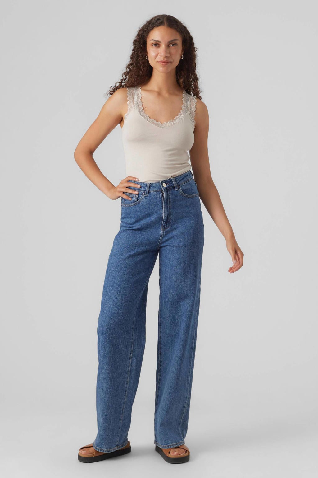 VERO MODA singlet VMROSA met kant ecru