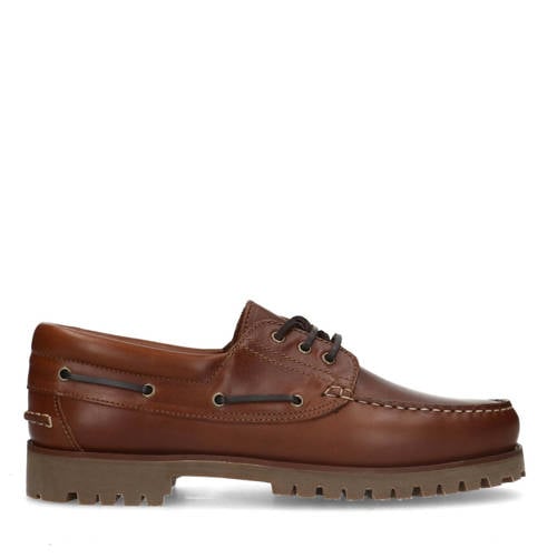 Manfield leren bootschoenen cognac afbeelding