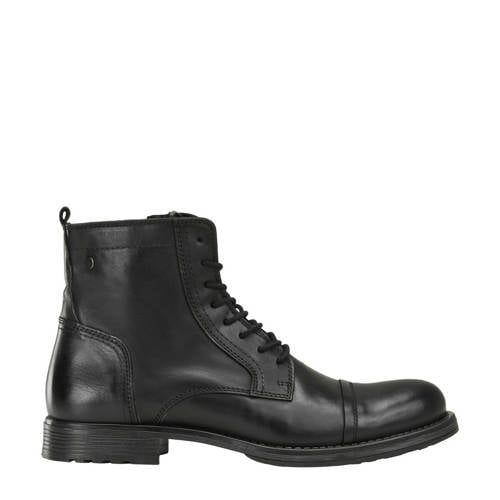 JACK & JONES JFWRUSSEL leren veterboots antraciet afbeelding