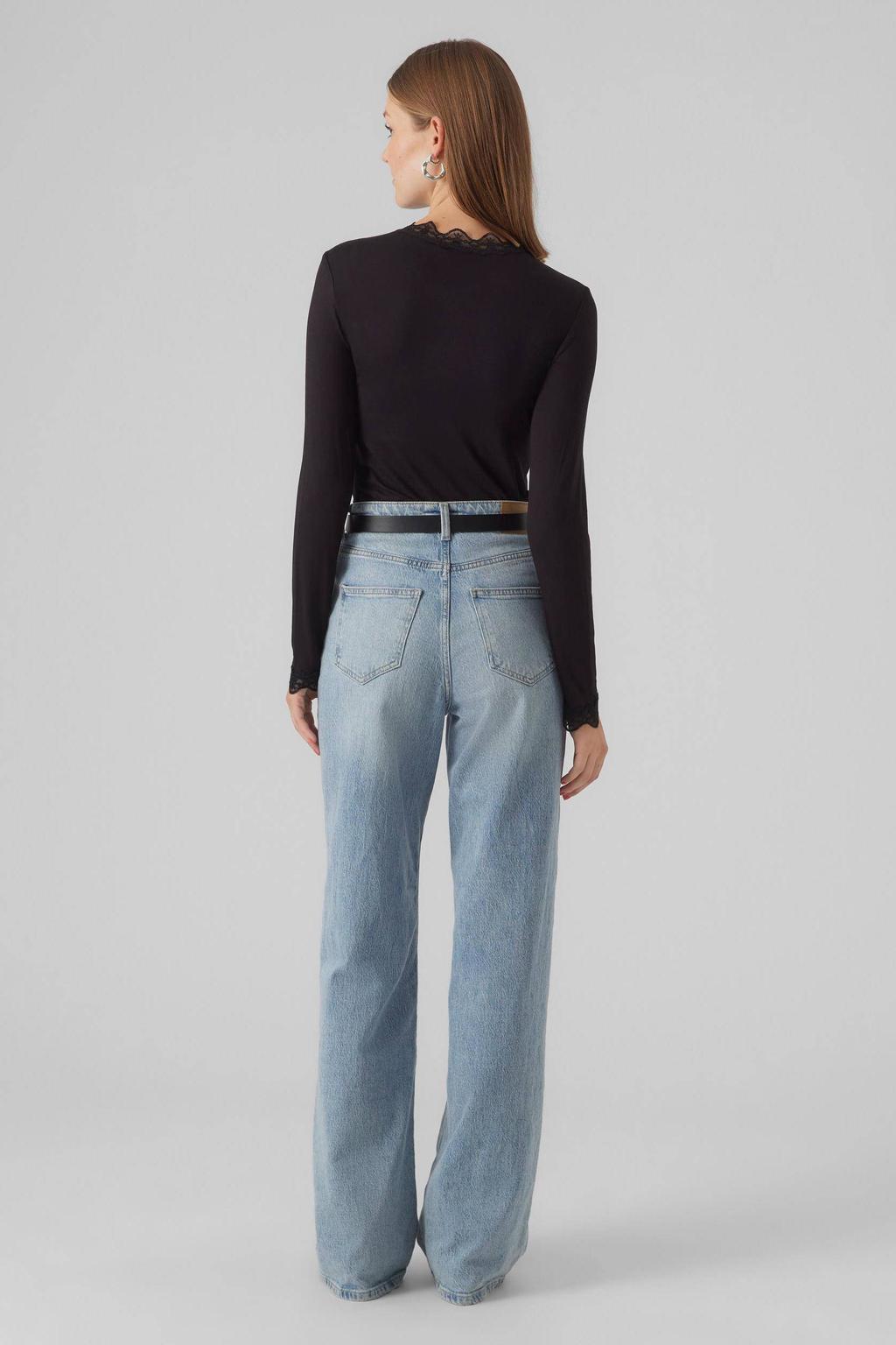 VERO MODA longsleeve VMROSA met kant zwart