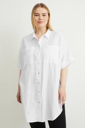 blouse met linnen wit