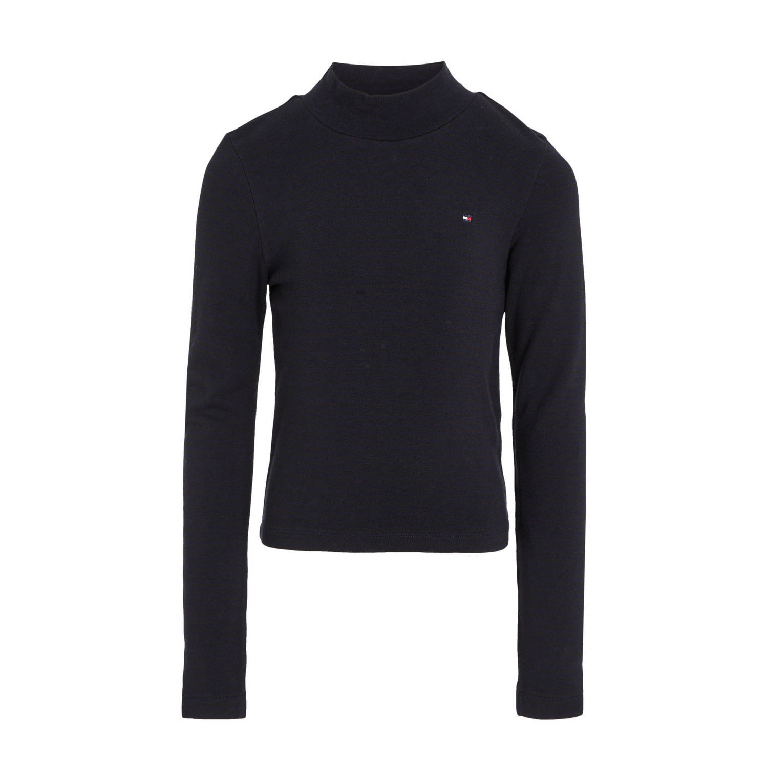 Tommy Hilfiger gestreepte longsleeve zwart Meisjes Viscose Opstaande kraag 110