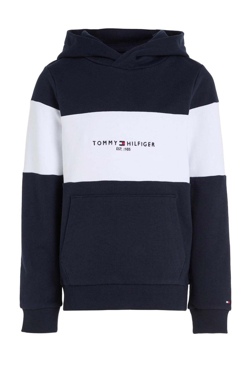 Tommy Hilfiger hoodie ESSENTIAL donkerblauw/wit wehkamp