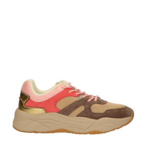 Cestest 22A  chunky suède sneakers taupe/roze