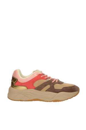 Cestest 22A  chunky suède sneakers taupe/roze