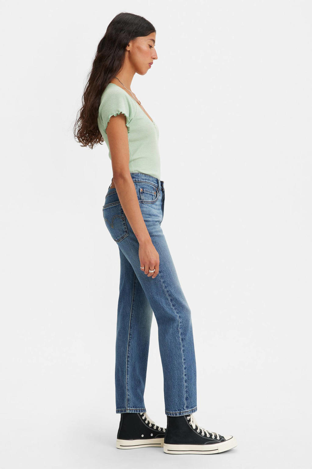 Levi's 501 cropped straight fit jeans medium blue denim | wehkamp