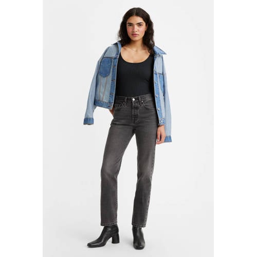Levi's 501 90's straight leg jeans black denim afbeelding
