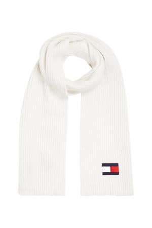 gebreide sjaal met vlaglogo wit