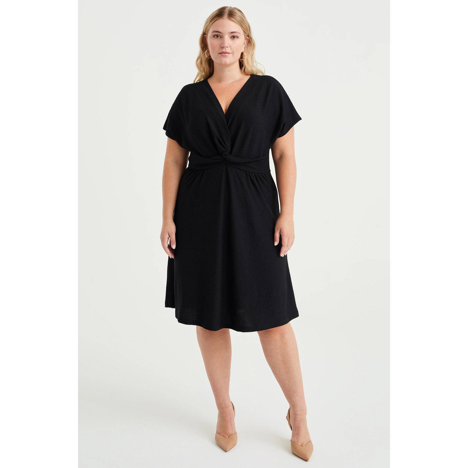 WE Fashion Curve jurk van gerecycled polyester zwart