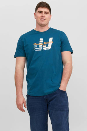regular fit T-shirt JJHUNCHO Plus Size met printopdruk sailor blue