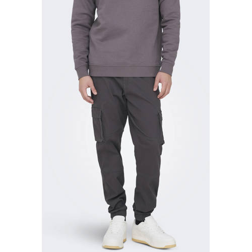 ONLY & SONS tapered fit cargobroek ONSCAM grijs afbeelding