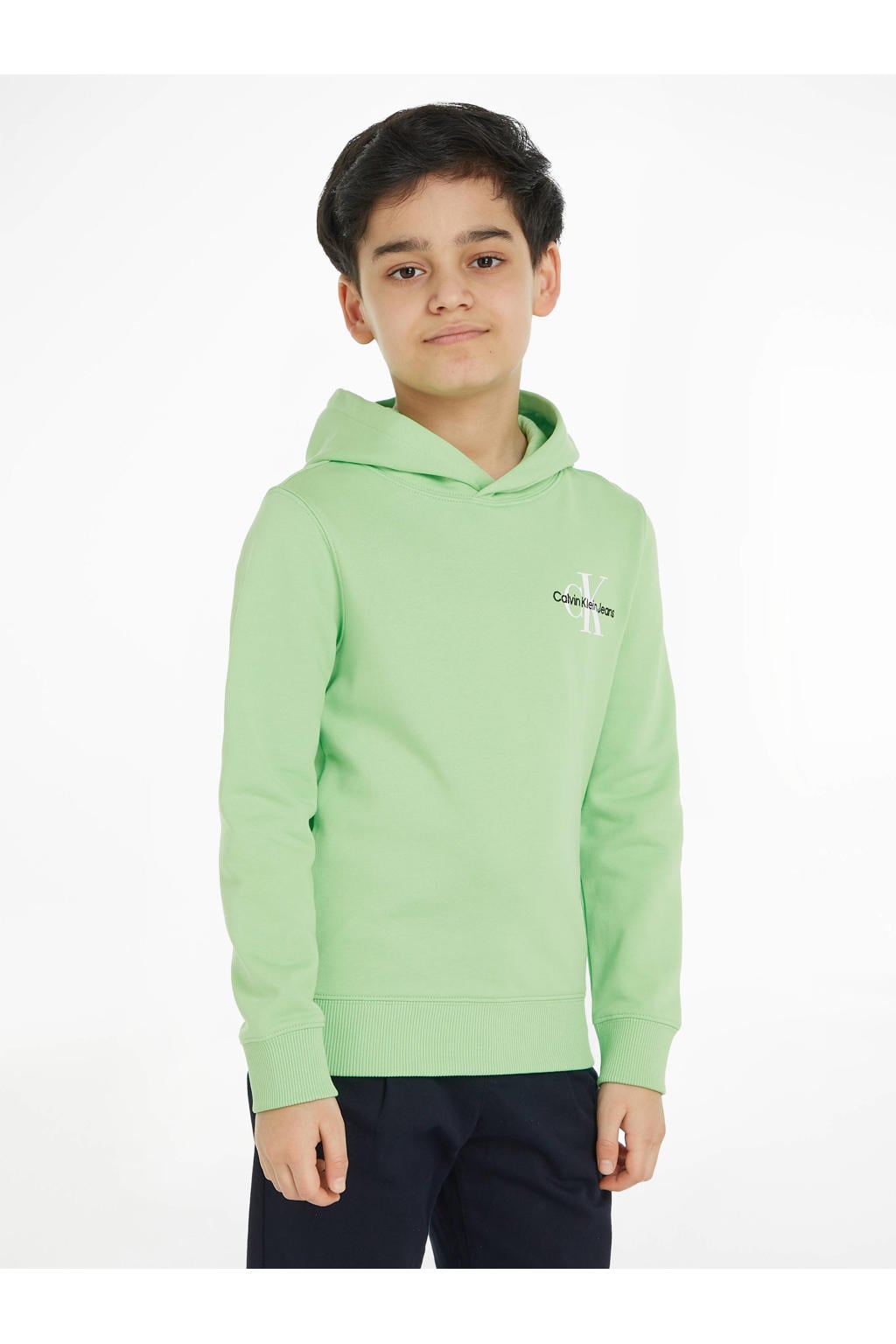 CALVIN KLEIN JEANS hoodie met logo felgroen
