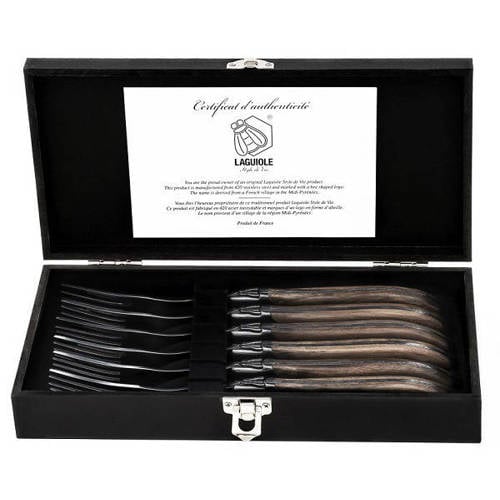 Laguiole Style de Vie Steakvorken Luxury Line Olijfhout - 6 stuks afbeelding