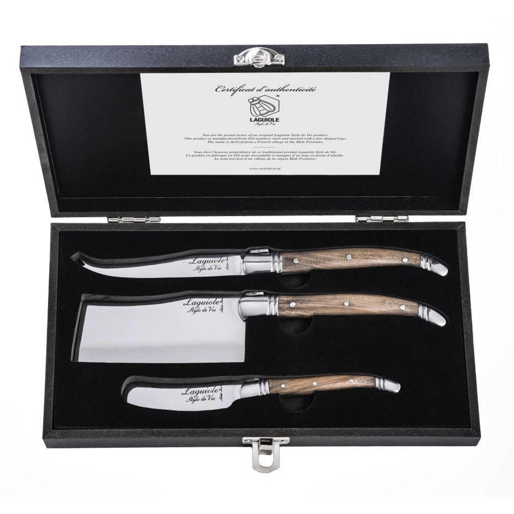Laguiole Style de Vie Laguiole Style De Vie Luxury Line Kaasmessen Olijfhout 3 - delig