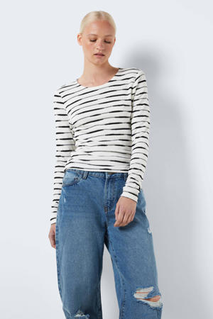 gestreepte top NMMALINA wit/zwart