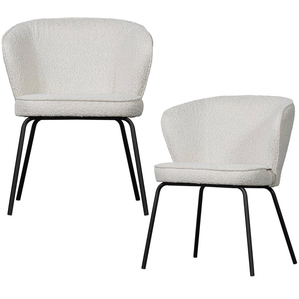 WOOOD WOOOD Admit Eetkamerstoelen - Bouclé - Naturel - Set van 2
