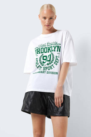 T-shirt NMMILLIE met printopdruk wit/groen
