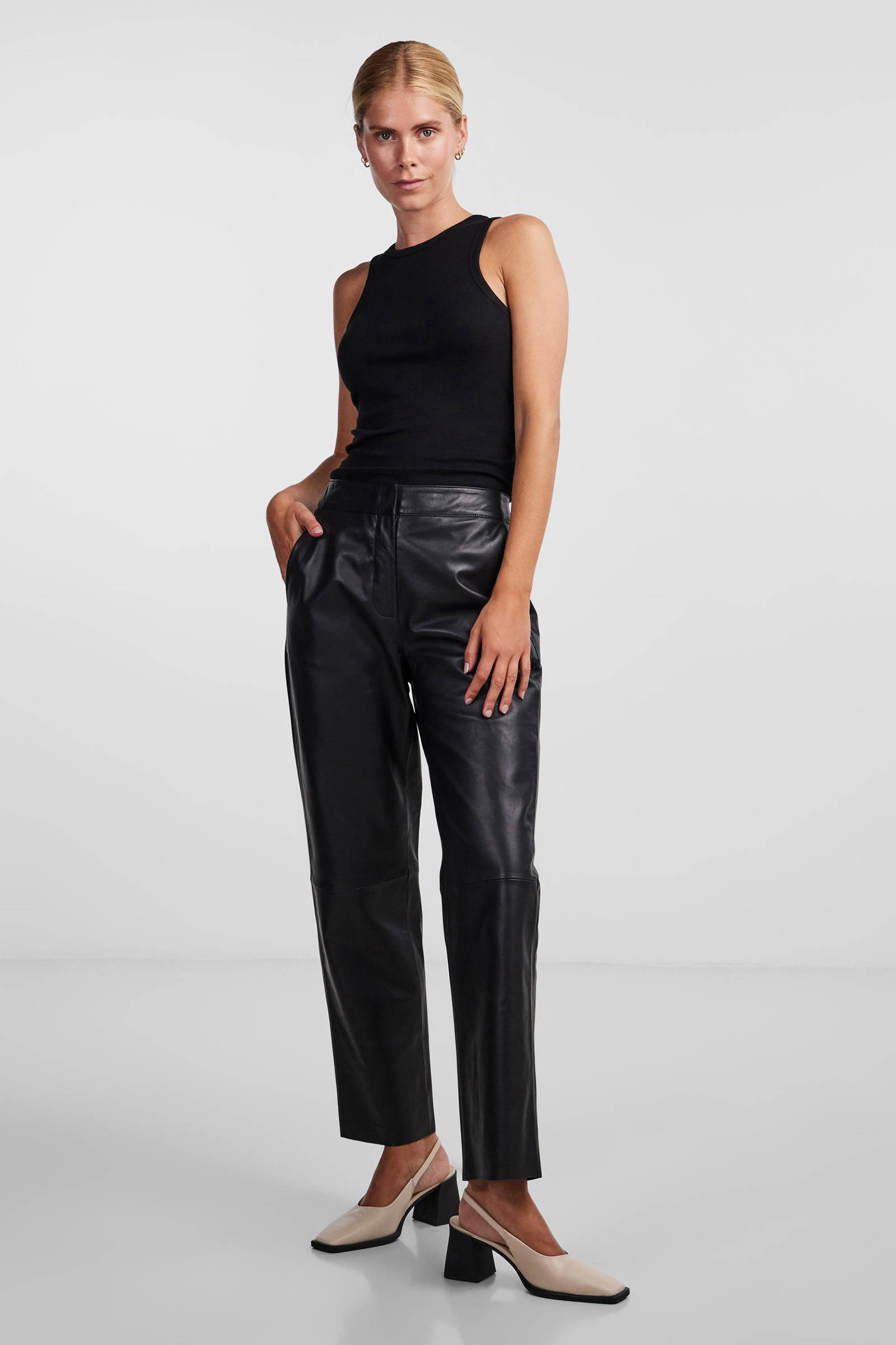 Leren broek dames high waist sale