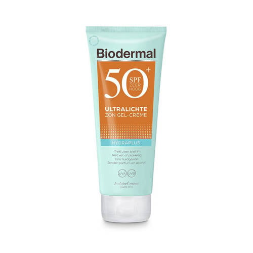 Wehkamp Biodermal Hydraplus ultralichte zonnebrand gel-creme - SPF50 - 200 ml aanbieding