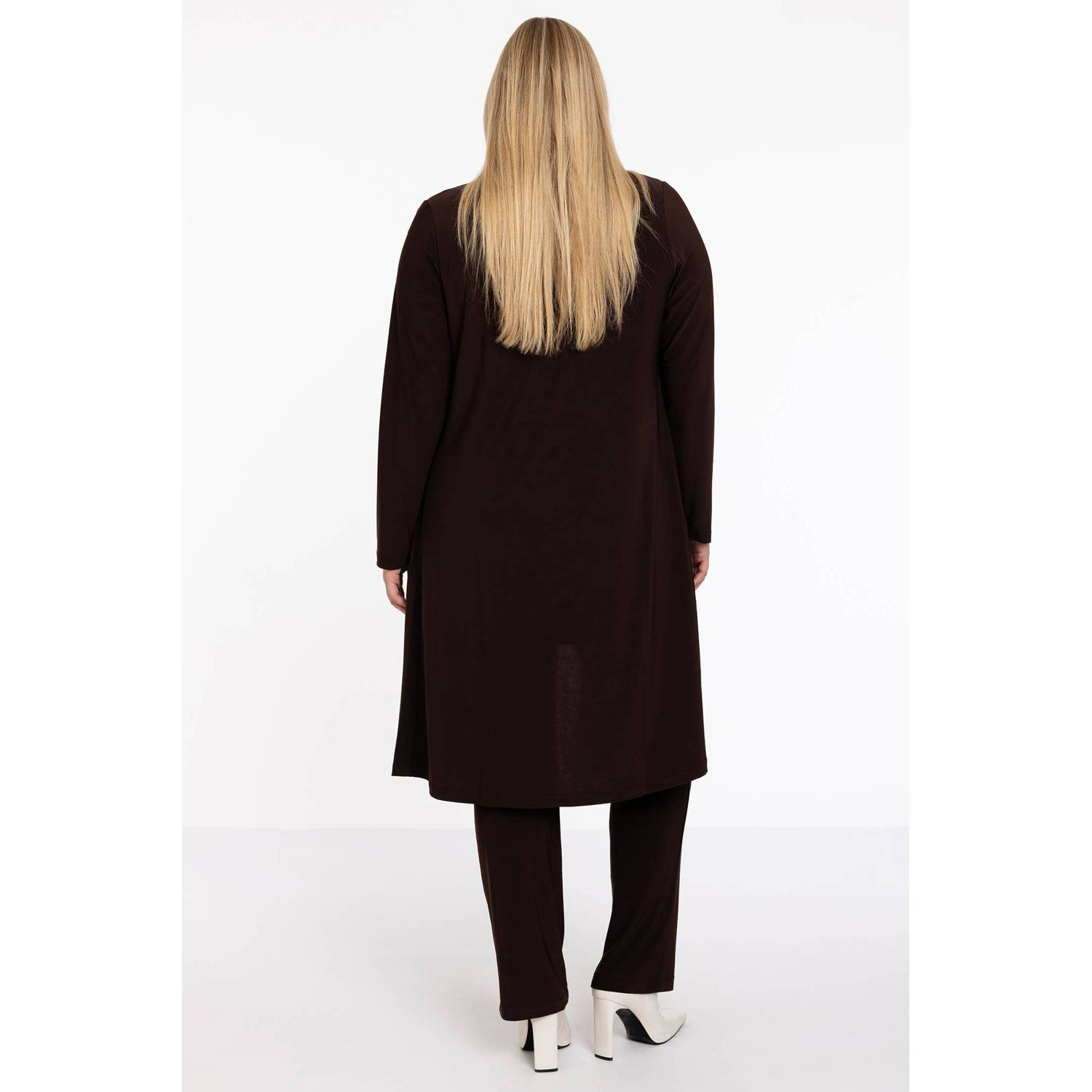 YOEK vest DOLCE van travelstof bruin