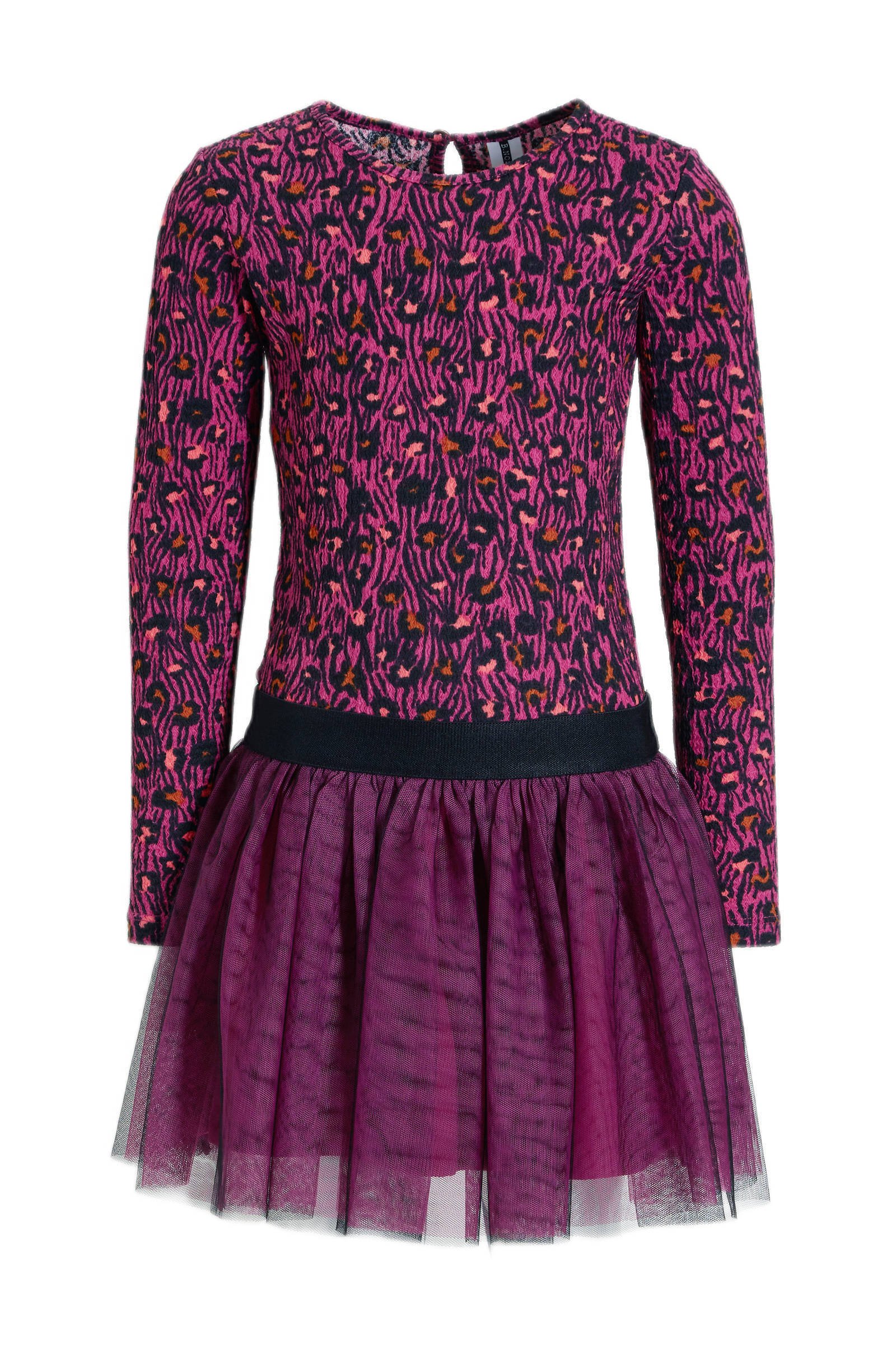 B.Nosy Jurk Met All Over Print Fuchsia/zwart | Wehkamp