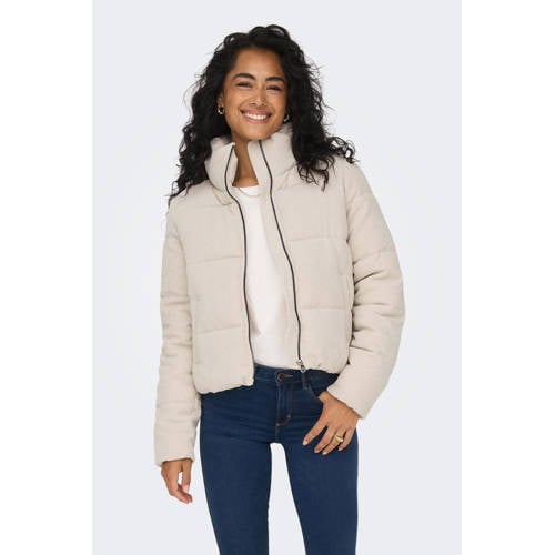 ONLY corduroy gewatteerde jas met textuur ecru afbeelding